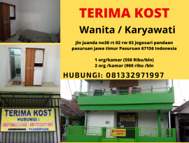 Kost karyawati dan putri tengah kota pandaan 