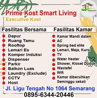 Kost Eksklusif kota Semarang Prime Kost Smart Living