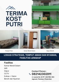 Kos putri nyaman kamar mandi dalam