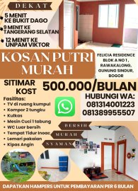 KOST PUTRI MURAH PERBATASAN TANGERANG SELATAN