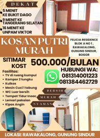 KOST PUTRI MURAH PERBATASAN TANGERANG SELATAN