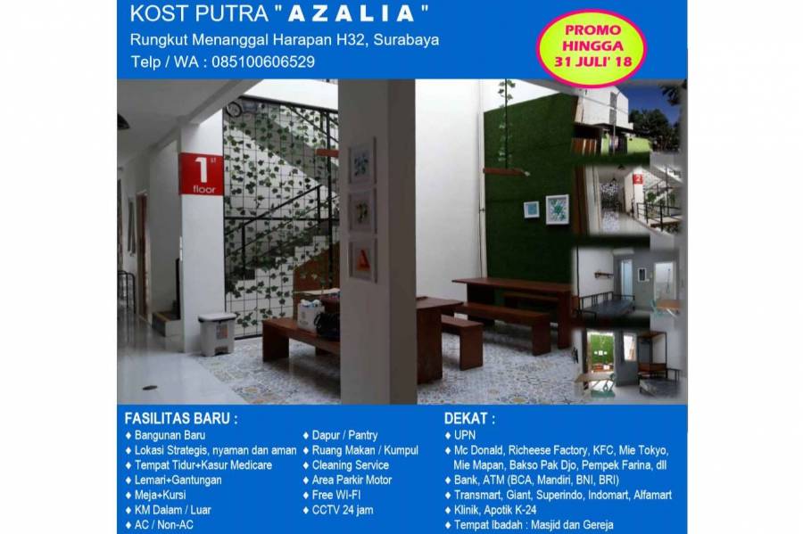 Kost Putra nyaman KM Dalam AC Wifi dekat UPN