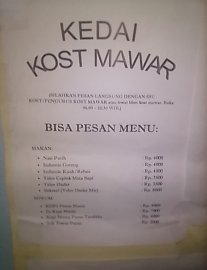 Kost Mawar Palembang juga Punya kedai, ini menunya