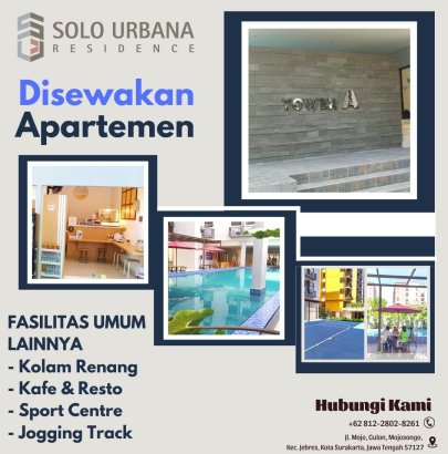 Disewakan Unit Apartemen di Solo Urbana Residence Full Furnished