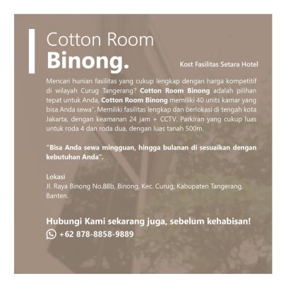 Kosan Cotton Room Binong Karawaci