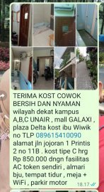 Kost Putra Gubeng dekat UNAIR Surabaya