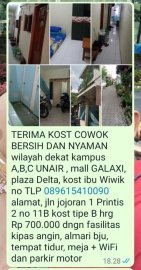 Kost Putra Gubeng dekat UNAIR Surabaya