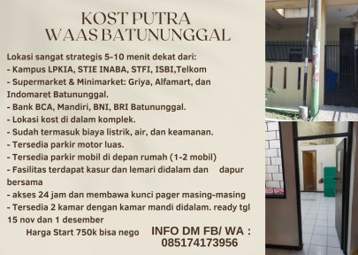 KOST PUTRA WAAS BATUNUNGGAL BANDUNG